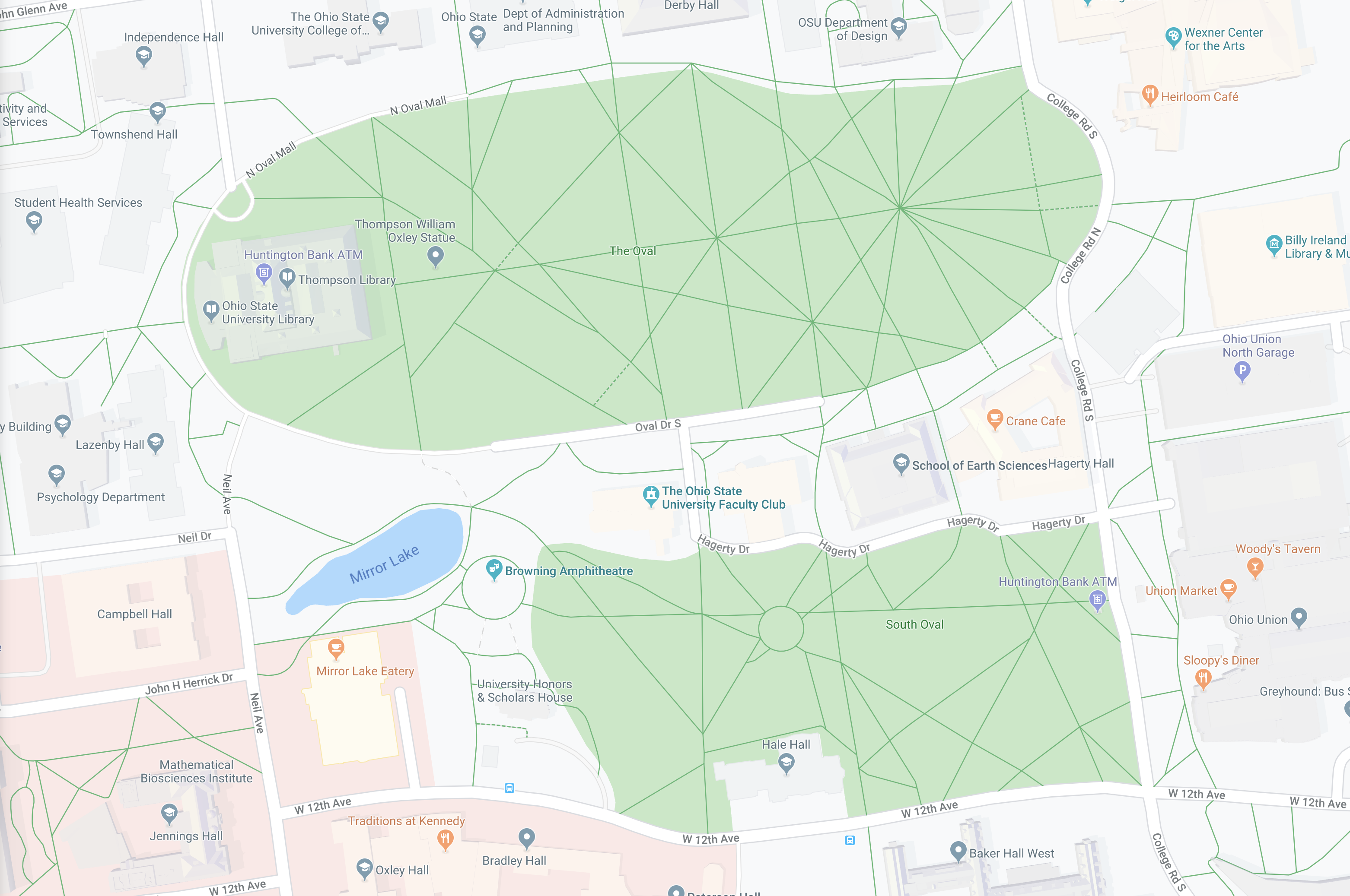 What the paths look like today, according to Google Maps