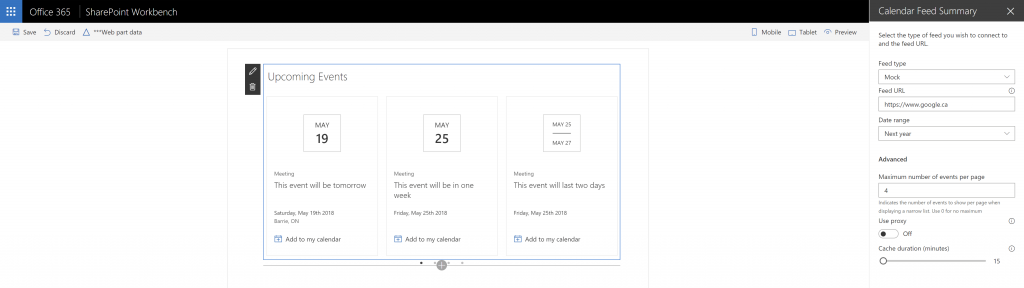 Creating a calendar feed web part – Part II