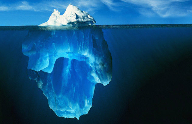 Iceberg showing partially submerged portion